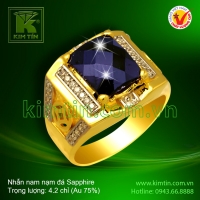 Nhẫn nam 18k nạm đá Sapphire