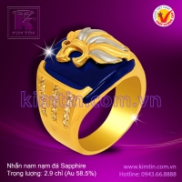 Nhẫn nam 14k nạm đá Sapphire