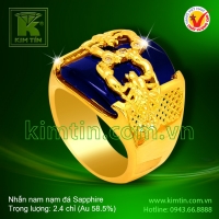 Nhẫn nam 14k nạm đá Sapphire