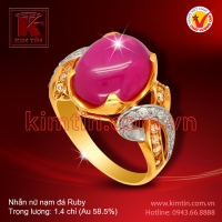 Nhẫn nữ vàng 14k nạm đá Ruby