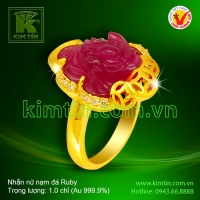 Nhẫn nữ vàng 24k nạm đá Ruby