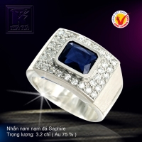 Nhẫn nam vàng trắng 18K