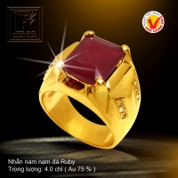 Nhẫn nam nạm đá Ruby