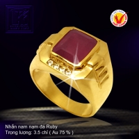 Nhẫn nam nạm đá Ruby