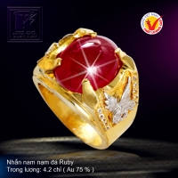 Nhẫn nam nạm đá Ruby