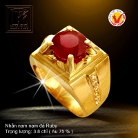 Nhẫn nam nạm đá Ruby