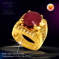 Nhẫn nam nạm đá Ruby