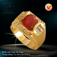 Nhẫn nam nạm đá Ruby