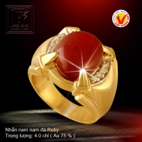 Nhẫn nam nạm đá Ruby