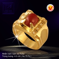 Nhẫn nam nạm đá Ruby