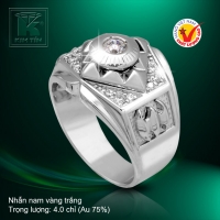 Nhẫn nam vàng trắng 18K