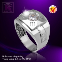 Nhẫn nam vàng trắng 18K