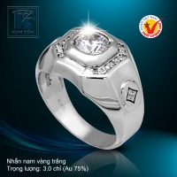 Nhẫn nam vàng trắng 18K