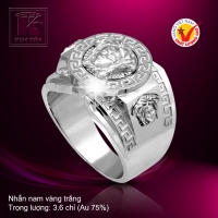 Nhẫn nam vàng trắng 18K