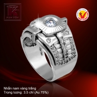 Nhẫn nam vàng trắng 18K