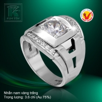 Nhẫn nam vàng trắng 18K