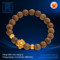 Vòng trầm mix charm - Vàng 24K