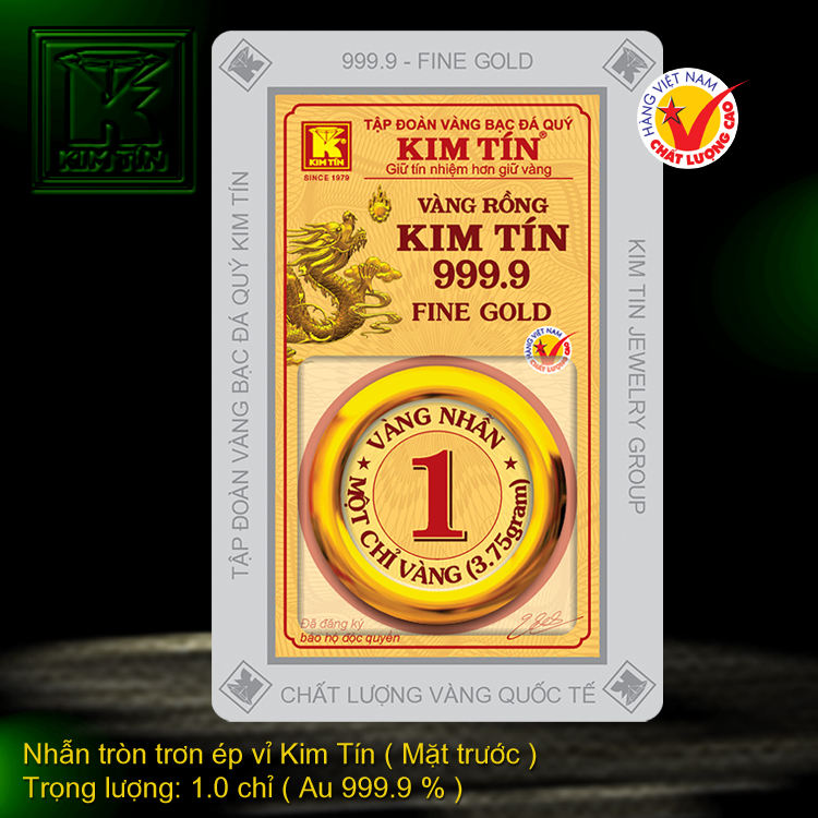 Nhẫn tròn trơn 24K ép vỉ mới