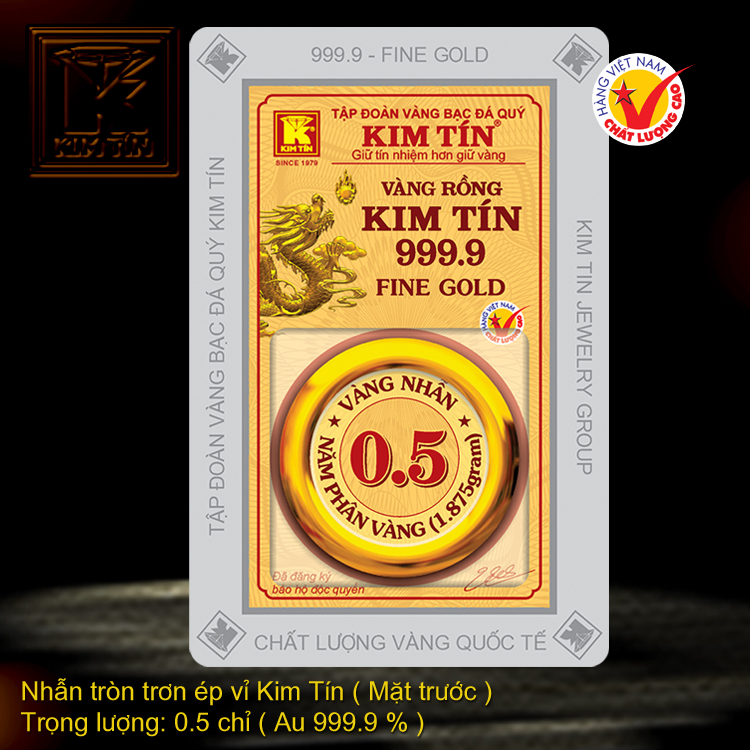 Nhẫn tròn trơn 24K ép vỉ mới