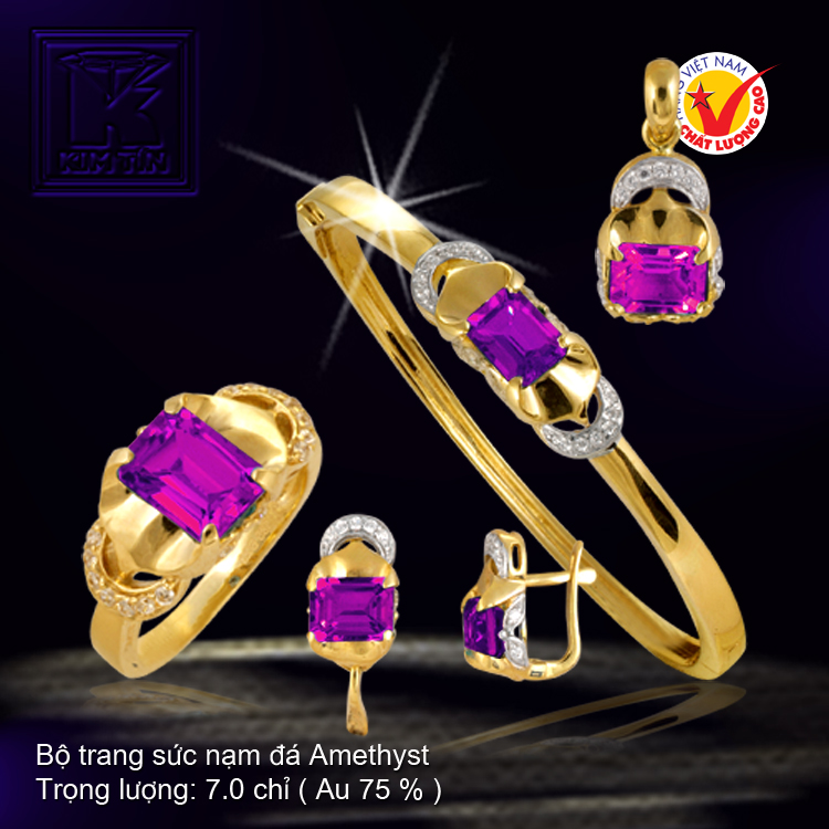 Bộ trang sức nạm đá Amethyst