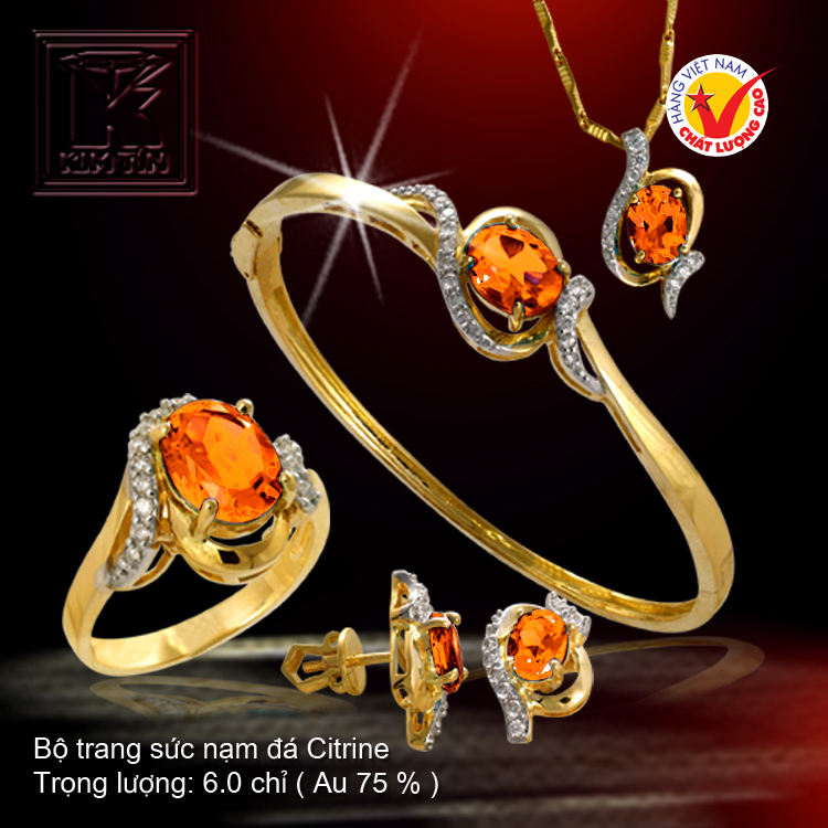 Bộ trang sức nạm đá Citrine