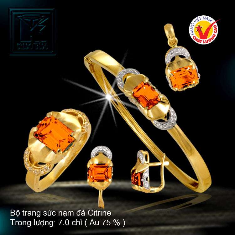 Bộ trang sức nạm đá Citrine