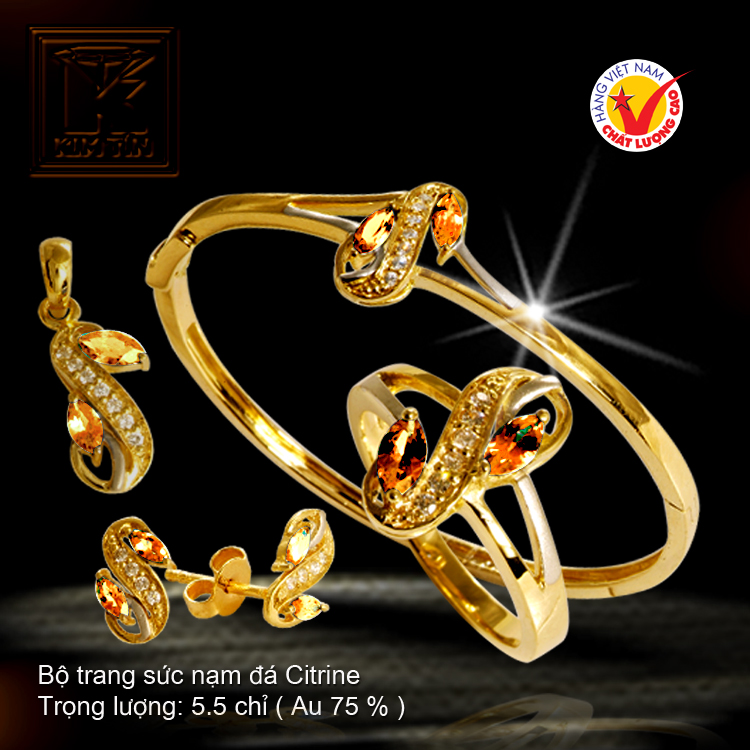 Bộ trang sức nạm đá Citrine