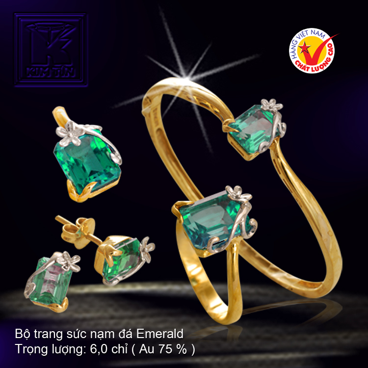 Bộ trang sức nạm đá Emerald