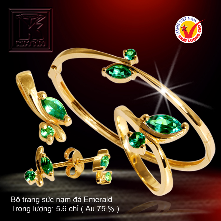 Bộ trang sức nạm đá Emerald