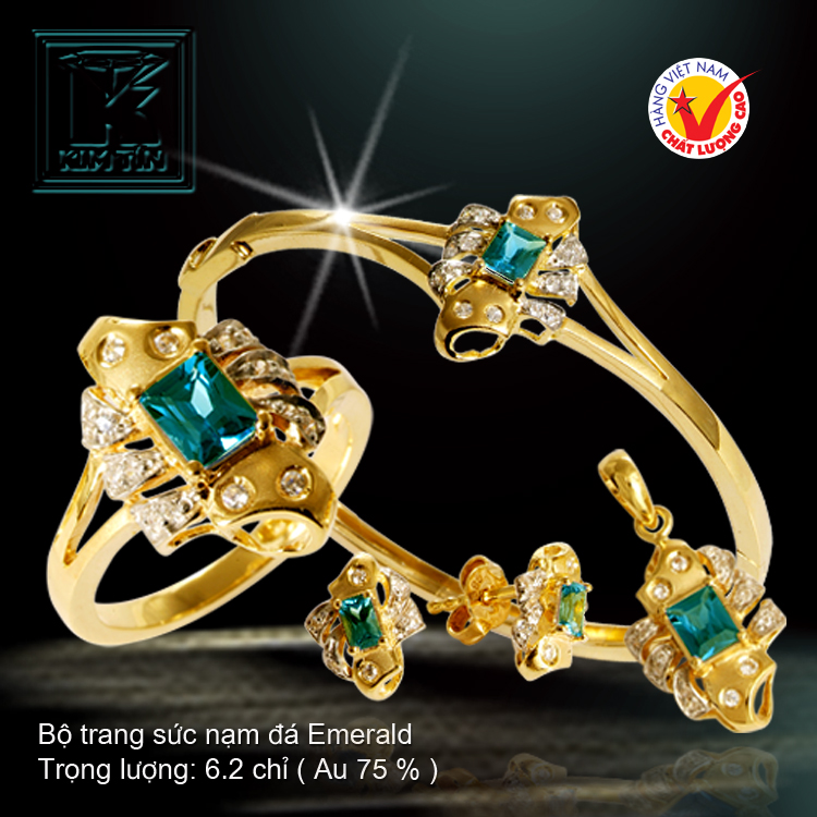 Bộ trang sức nạm đá Emerald