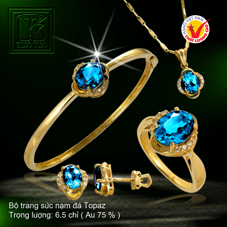 Bộ trang sức nạm đá Topaz