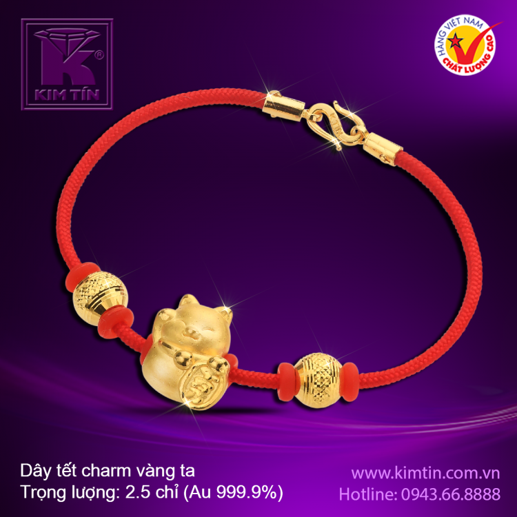 Dây tết charm - Vàng 24K