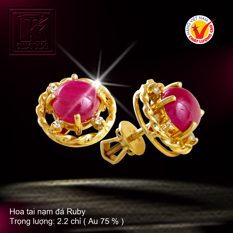 Hoa tai nạm đá Ruby