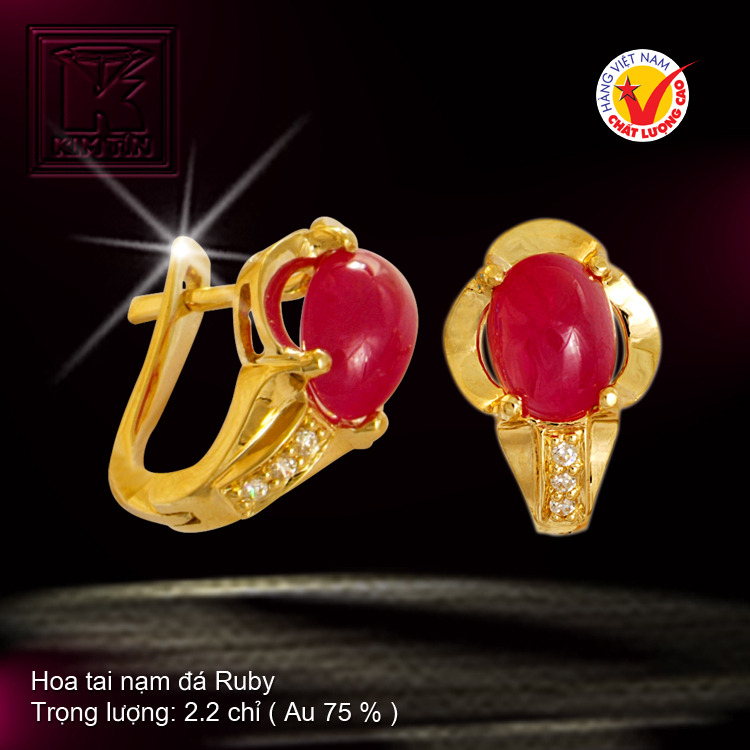 Hoa tai nạm đá Ruby