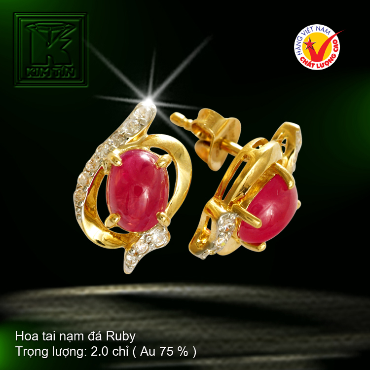 Hoa tai nạm đá Ruby