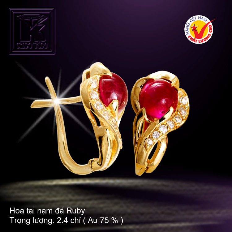 Hoa tai nạm đá Ruby