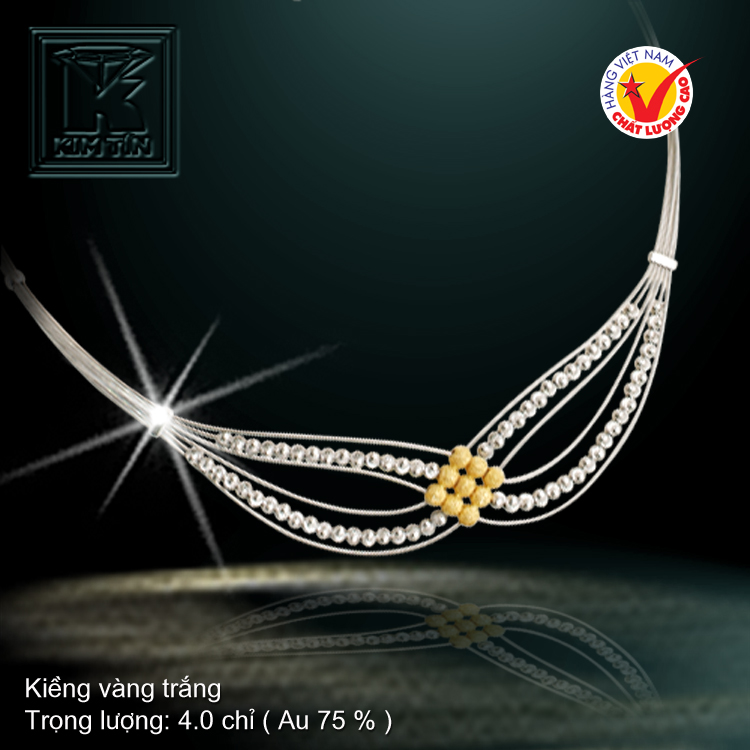 Kiềng cổ vàng trắng 18K