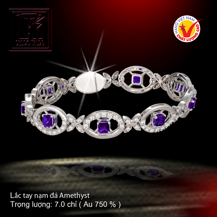 Lắc tay nạm đá Amethyst