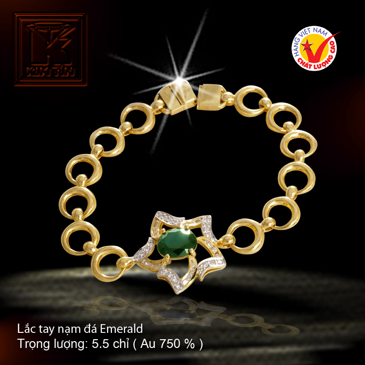 Lắc tay nạm đá Emerald