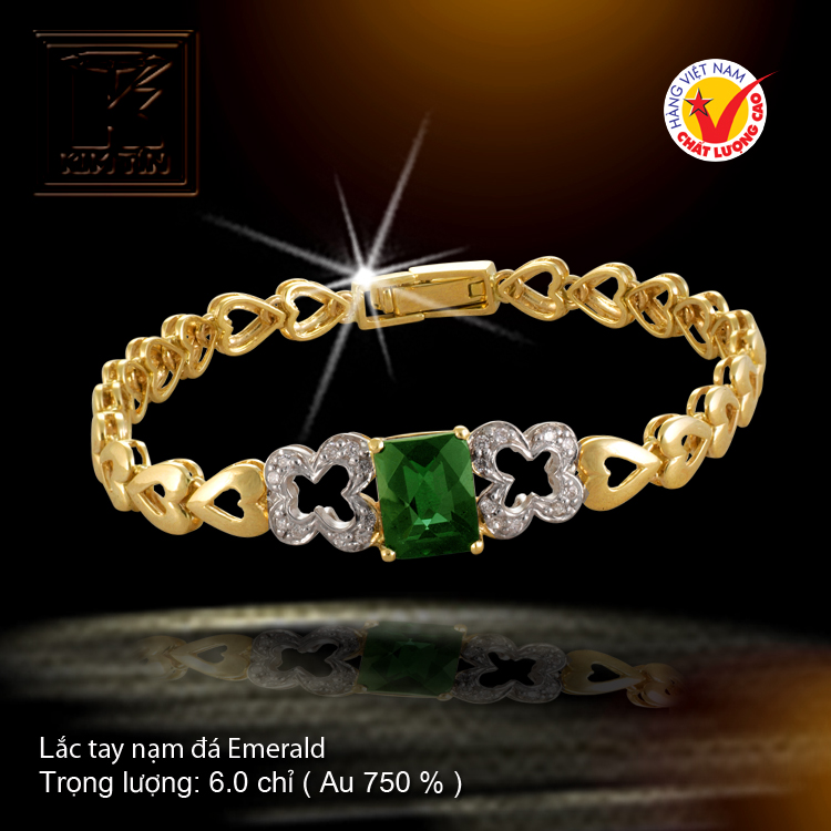 Lắc tay nạm đá Emerald