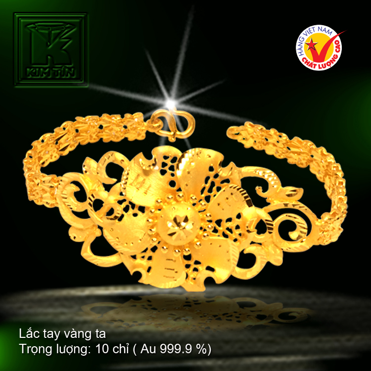 Lắc đúc hoa vàng 24 K