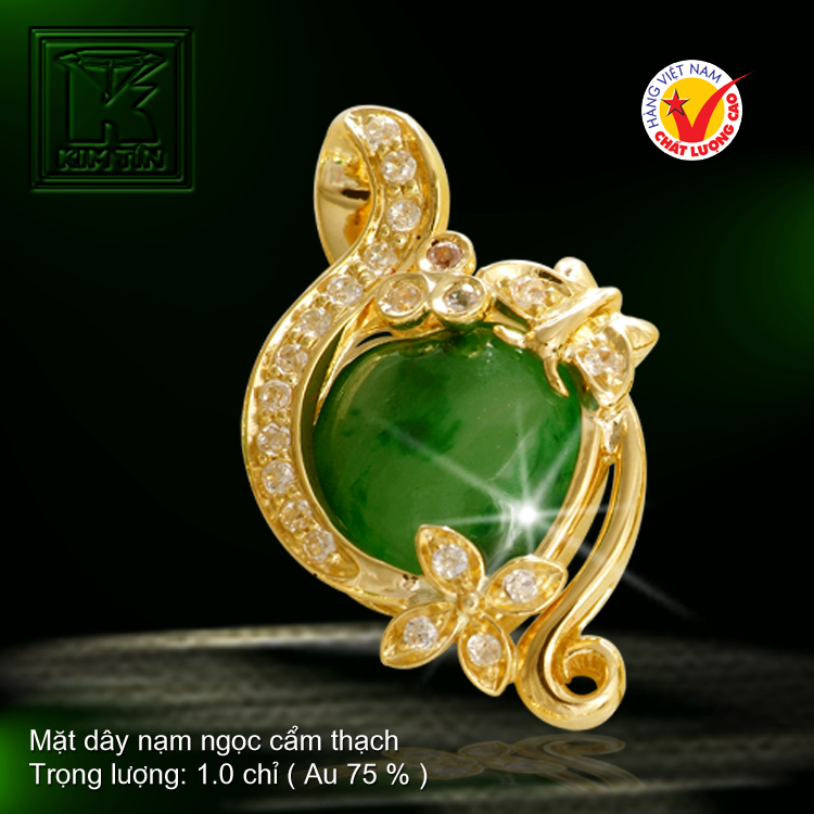 Mặt dây Ngọc cẩm thạch vàng 18K