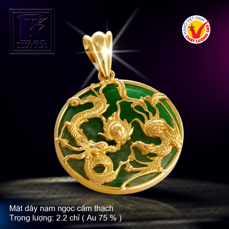 Mặt dây Ngọc cẩm thạch vàng 18K