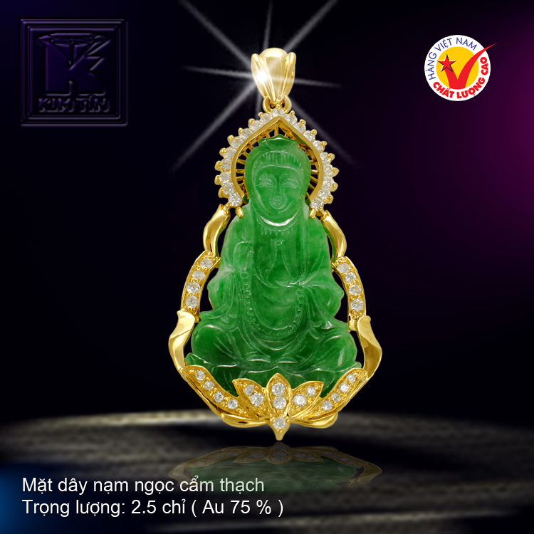 Mặt dây Ngọc cẩm thạch vàng 18K