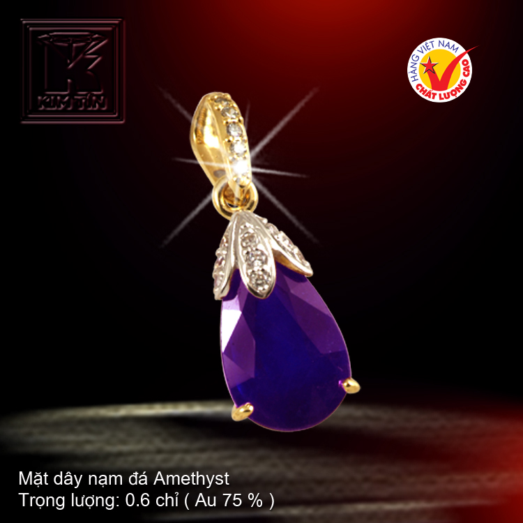 Mặt dây nạm đá Amethyst