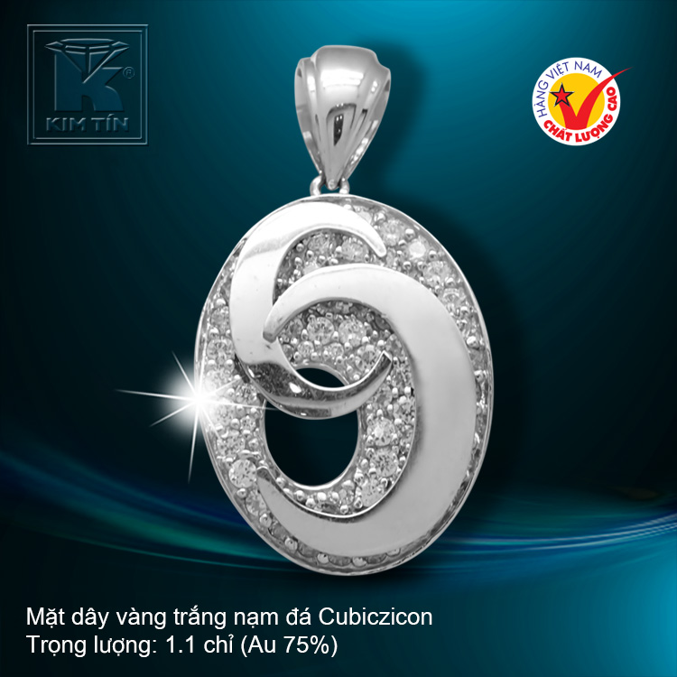 Mặt dây vàng trắng 18K