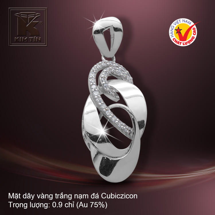 Mặt dây vàng trắng 18K