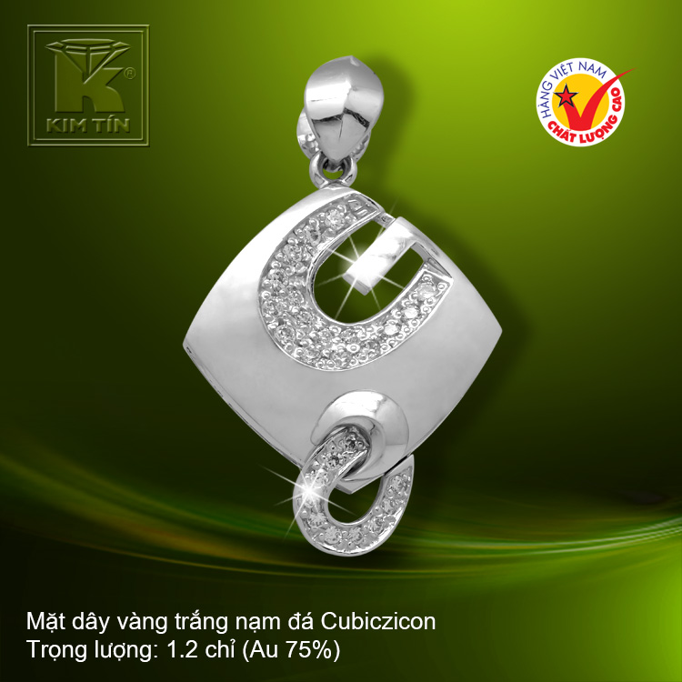 Mặt dây vàng trắng 18K