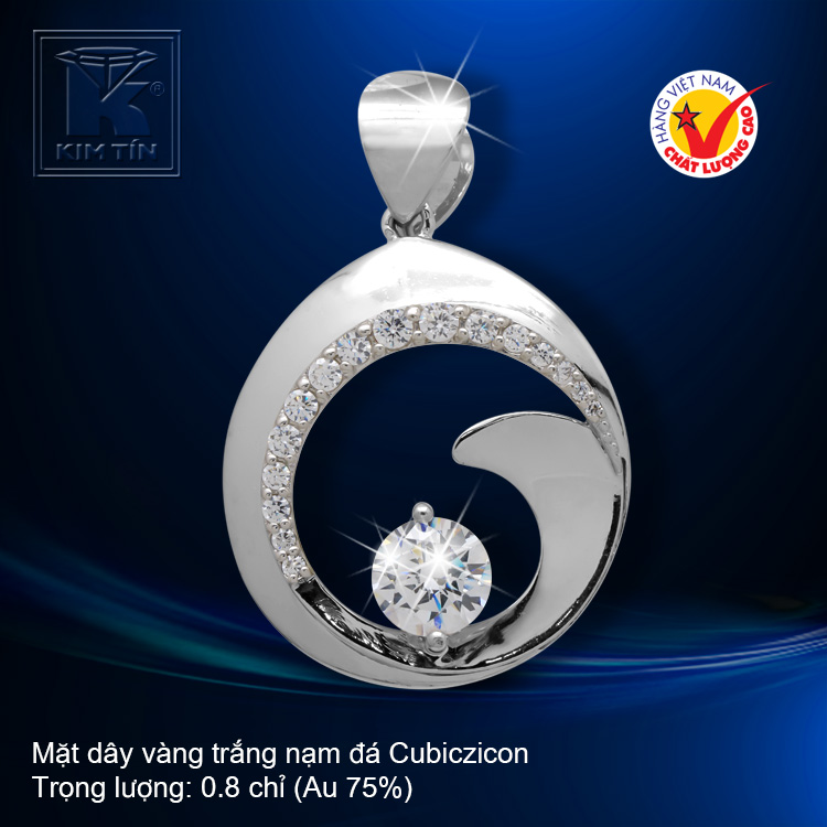 Mặt dây vàng trắng 18K