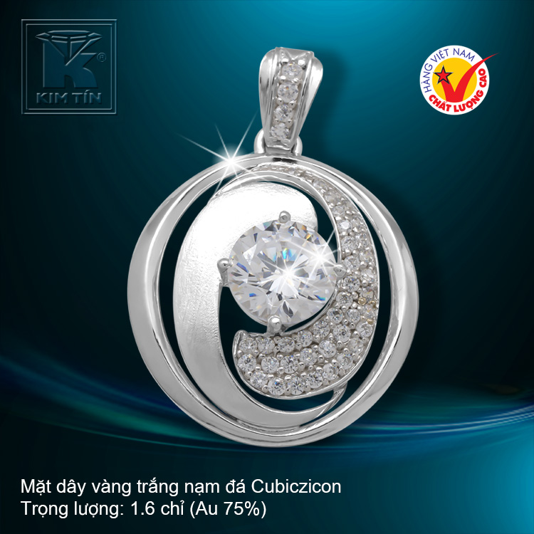 Mặt dây vàng trắng 18K